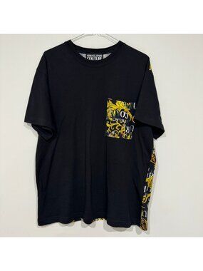 Versace Jeans Couture Mens Baroque Print Pocket T-shirt Size M Black